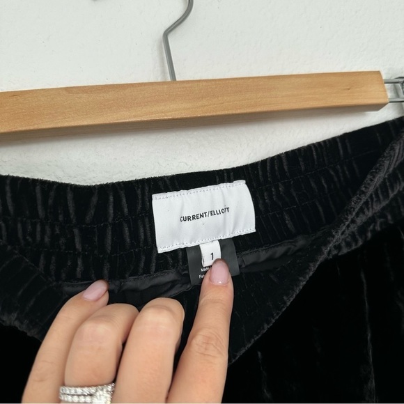 Current/Elliott The Eden Velour Jogger Sweatpants Solid Black Size 1 Small Women - Picture 6 of 12